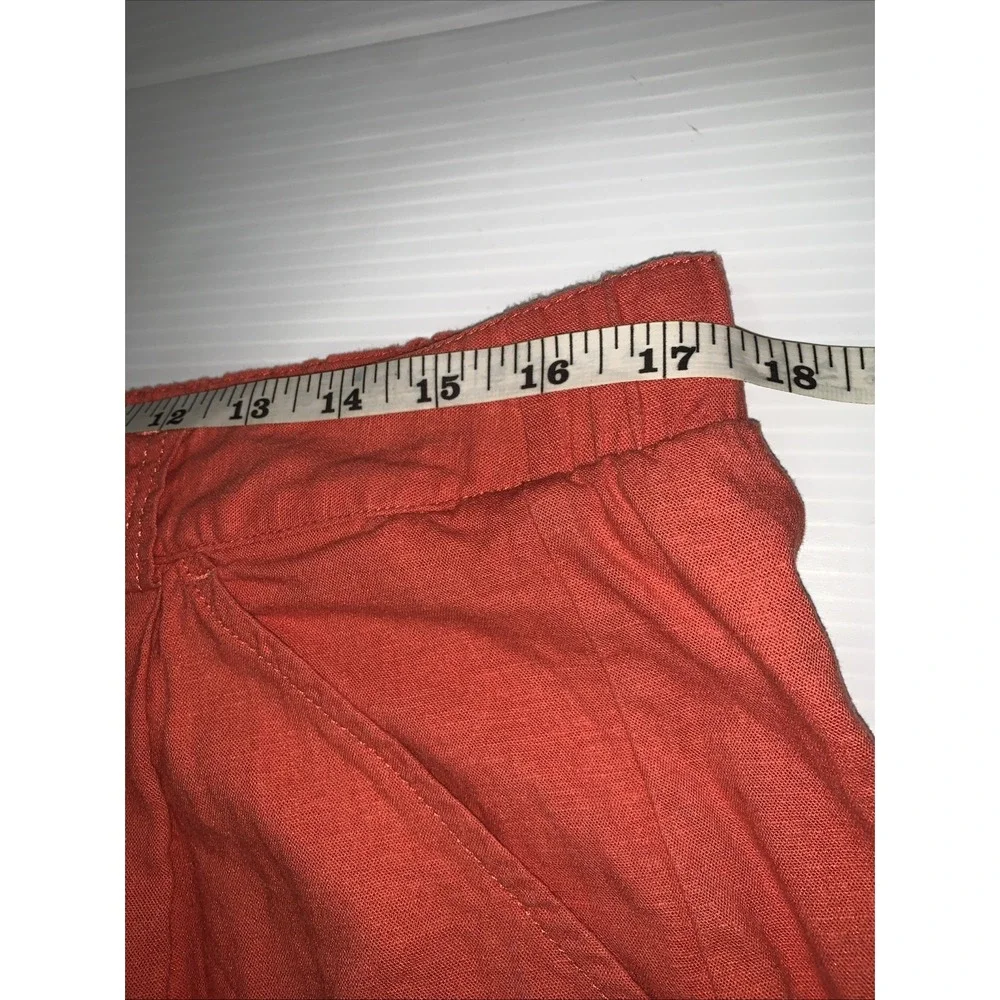 Torrid Shorts Women 12 Orange Linen Blend Pleated High Waist Sailor Resort